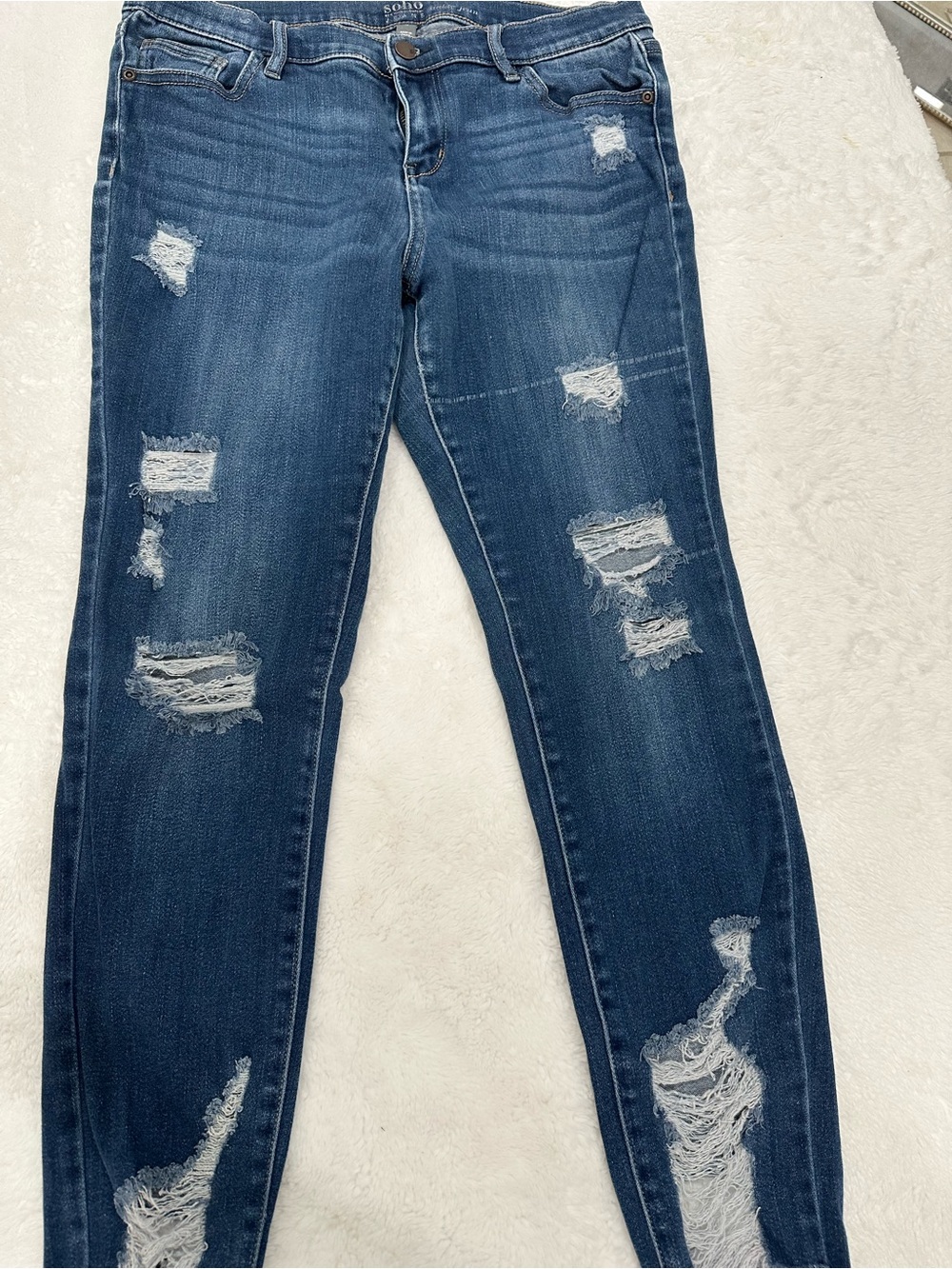 New York & Company Soho Ankle Jean - Medium Blue Denim size 12 stretchy - Picture 2 of 10